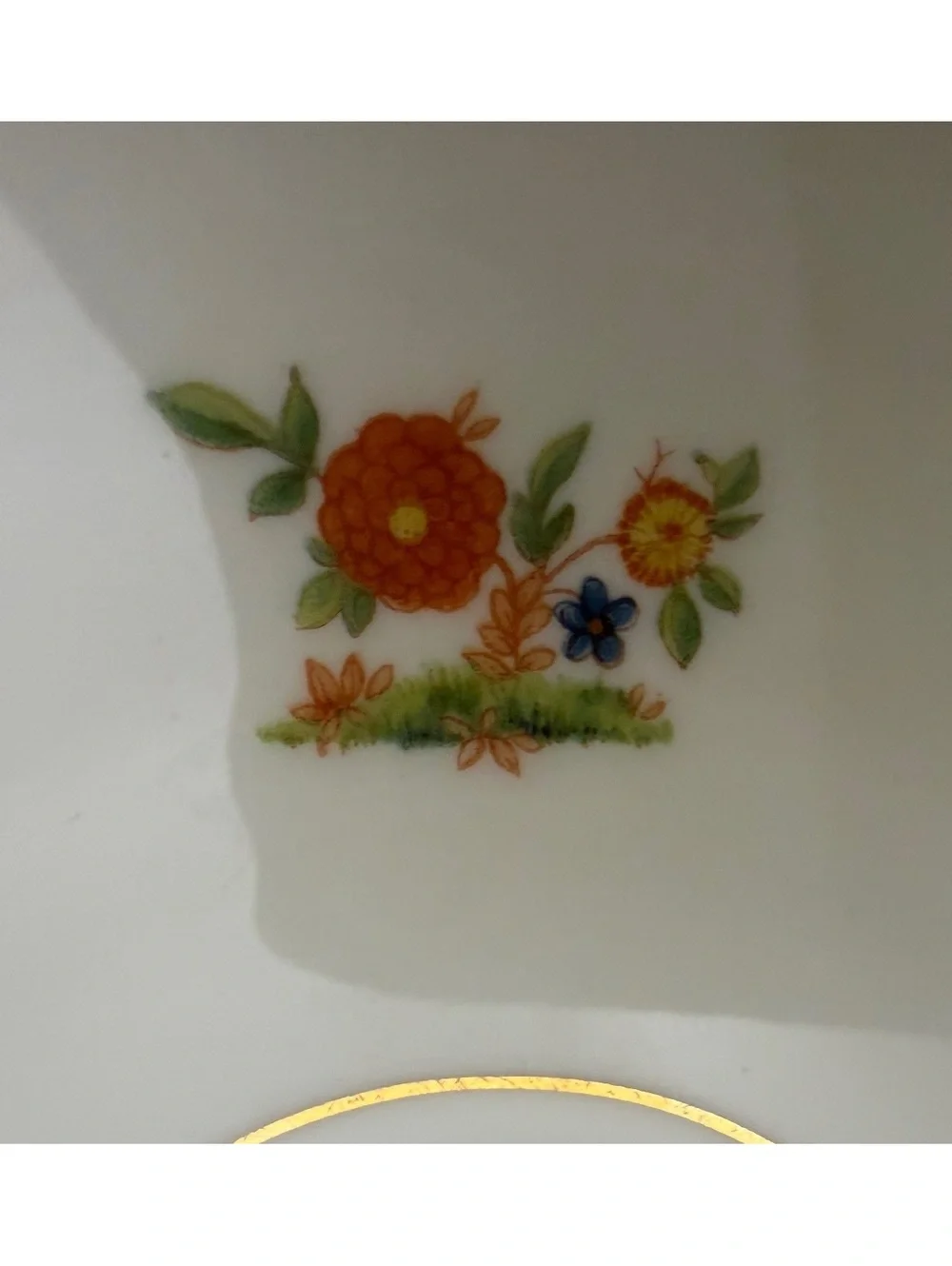 Vintage Bohemia Eden Czechoslovakia Bird Floral Porcelain Saucer Gold Trim